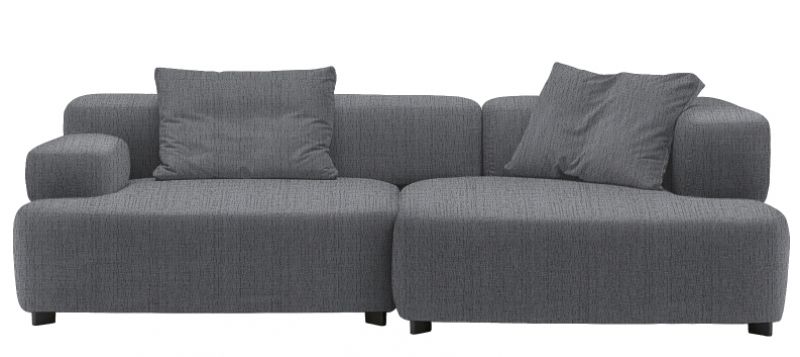 Graues Alphabet Sofa von Fritz Hansen, 3-Sitzer mit Armlehne rechts und zwei Kissen.
